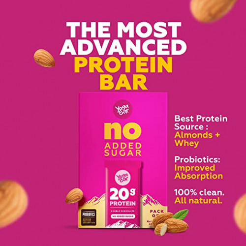 Yogabar 20 Gram Protein Bar Almond Fudge - 6 X 70 G (Single Pack)